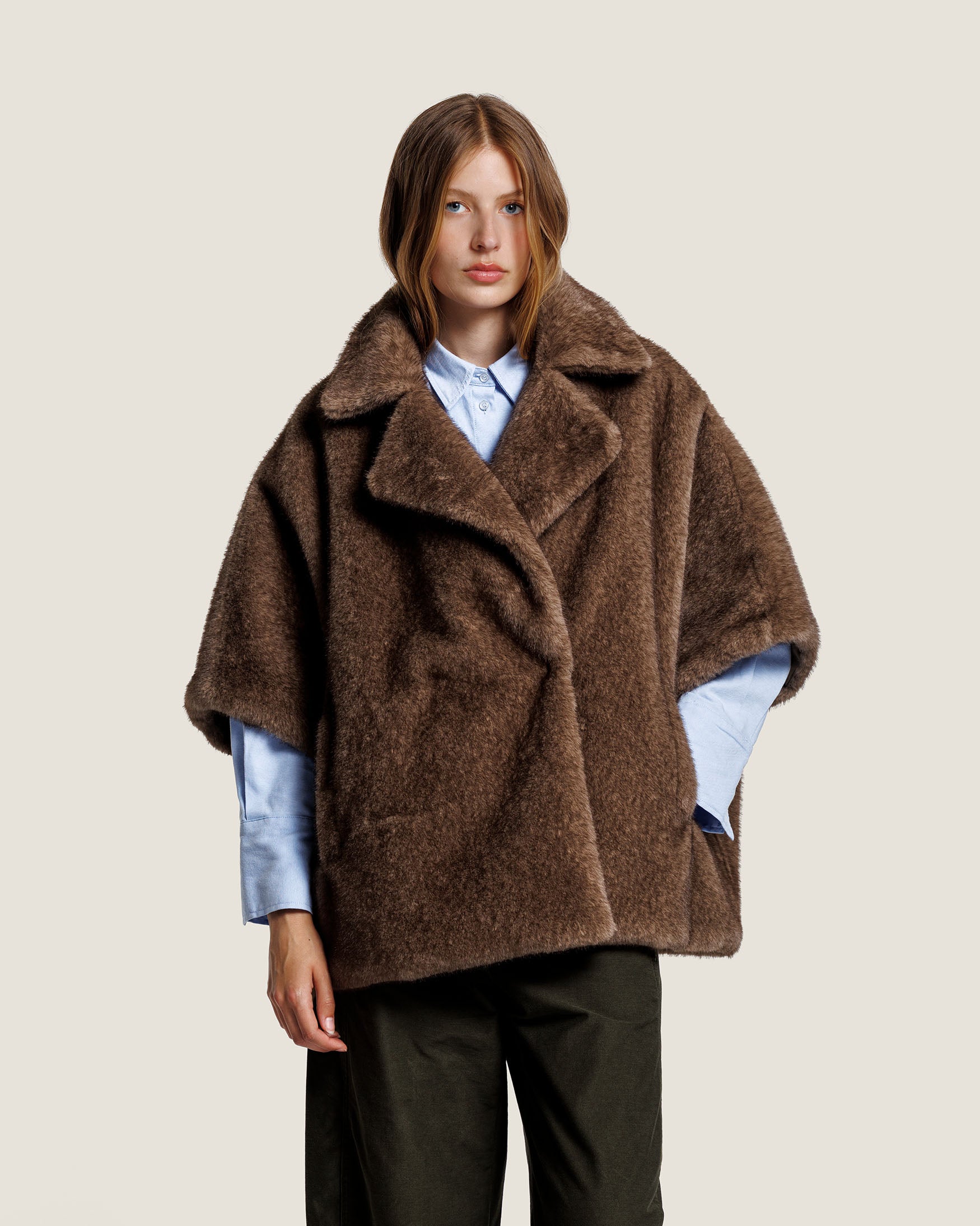 ELIN FAUX MINK CAPE