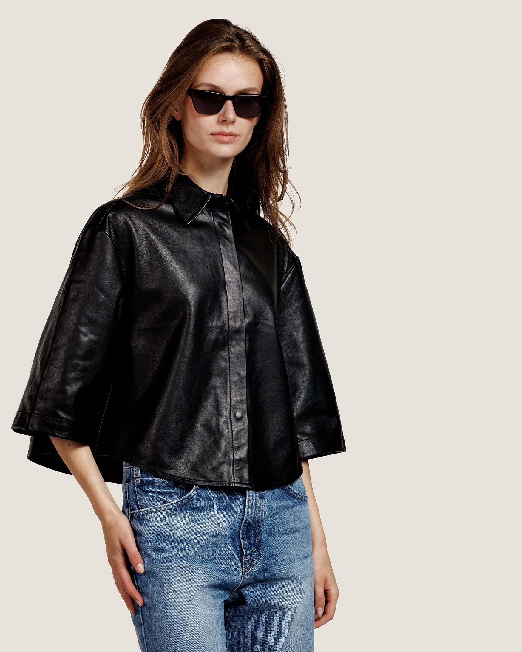Mila - Leather Blouse